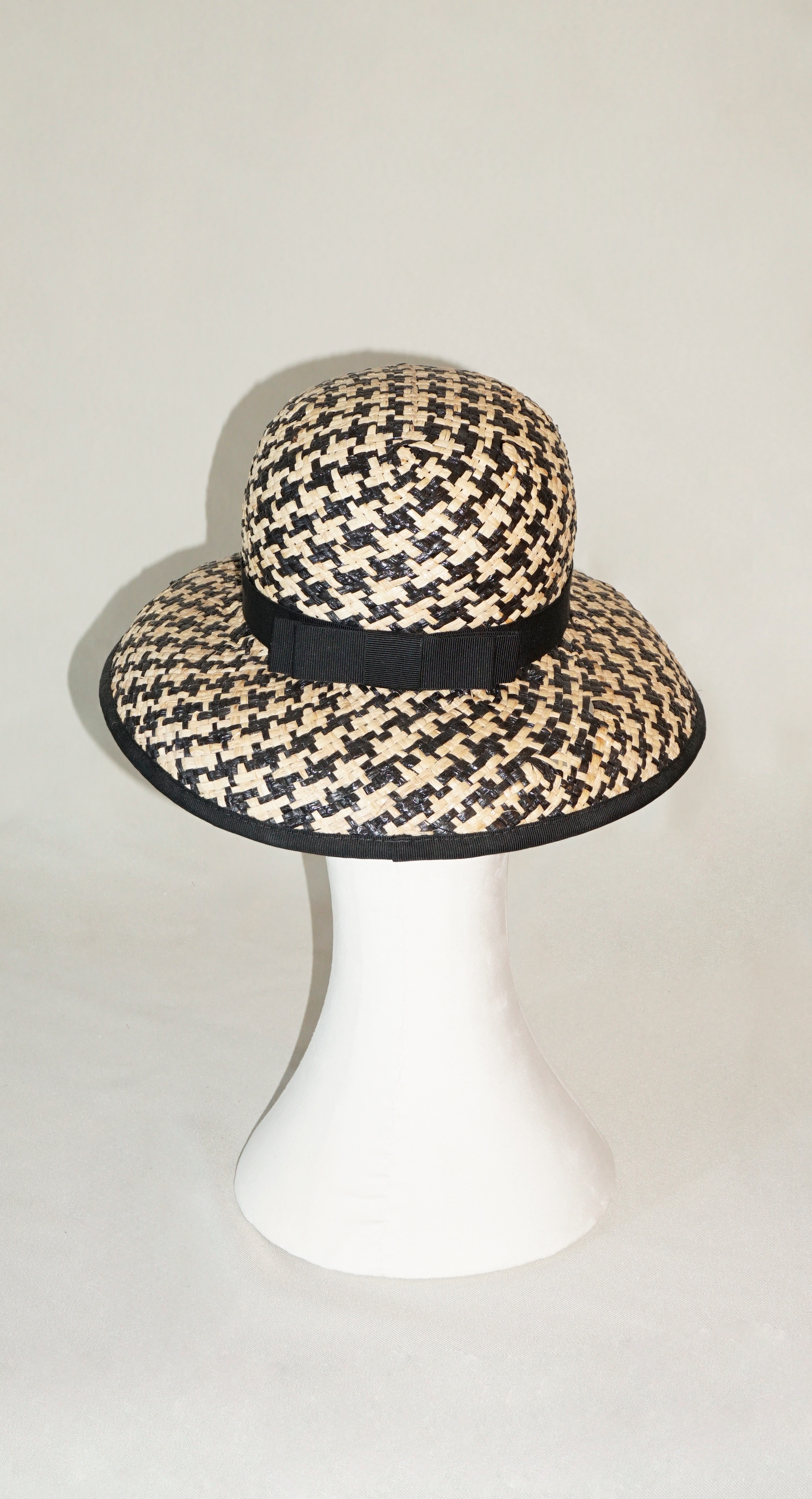Melia Hat in Black & Natural Raffia Straw by Anna Xaniotaki back view