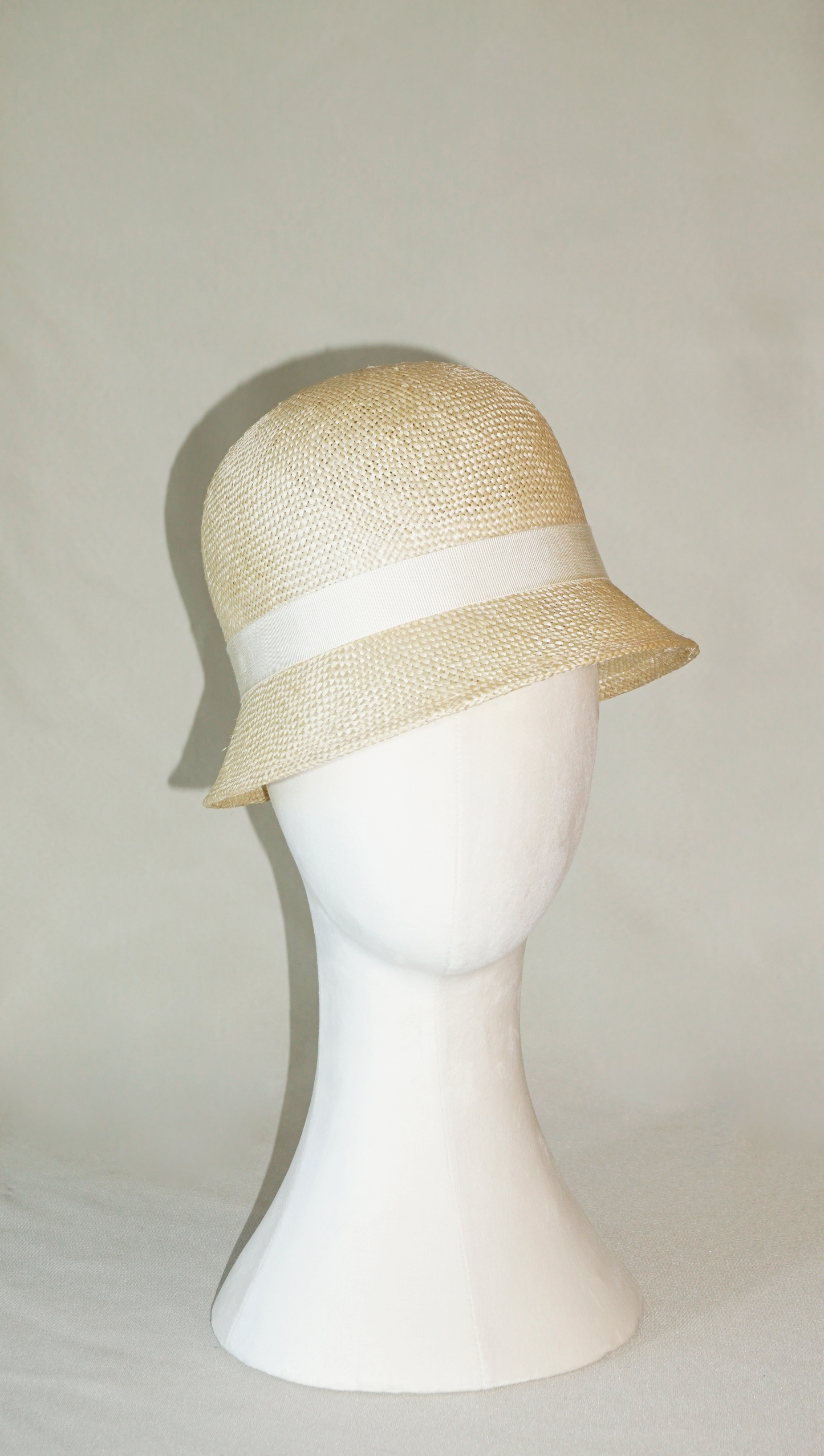 Selene Cloche Hat in Champagne Italian Straw with Gold Lyre by Anna Xaniotaki
