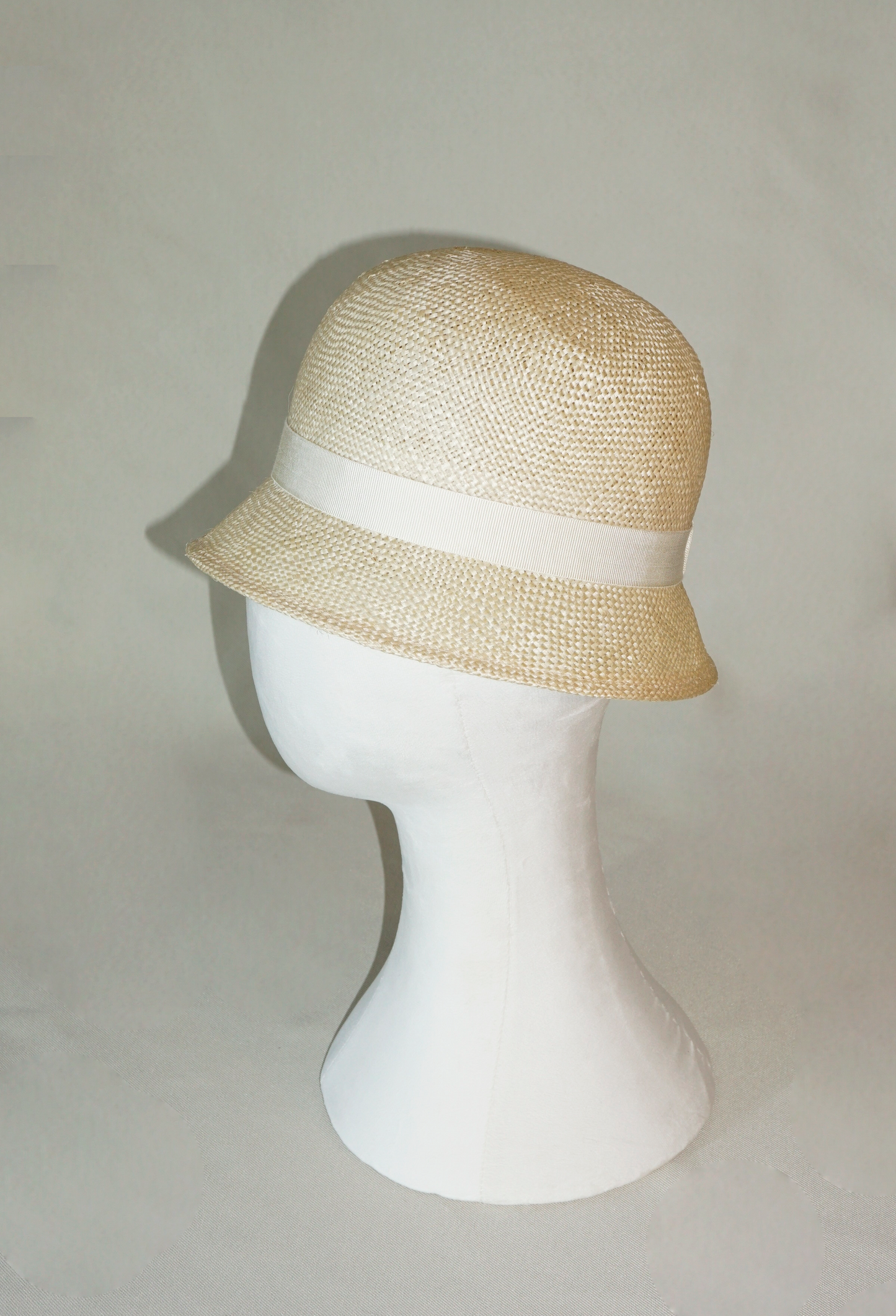 Selene Cloche Hat in Champagne Italian Straw with Gold Lyre by Anna Xaniotaki