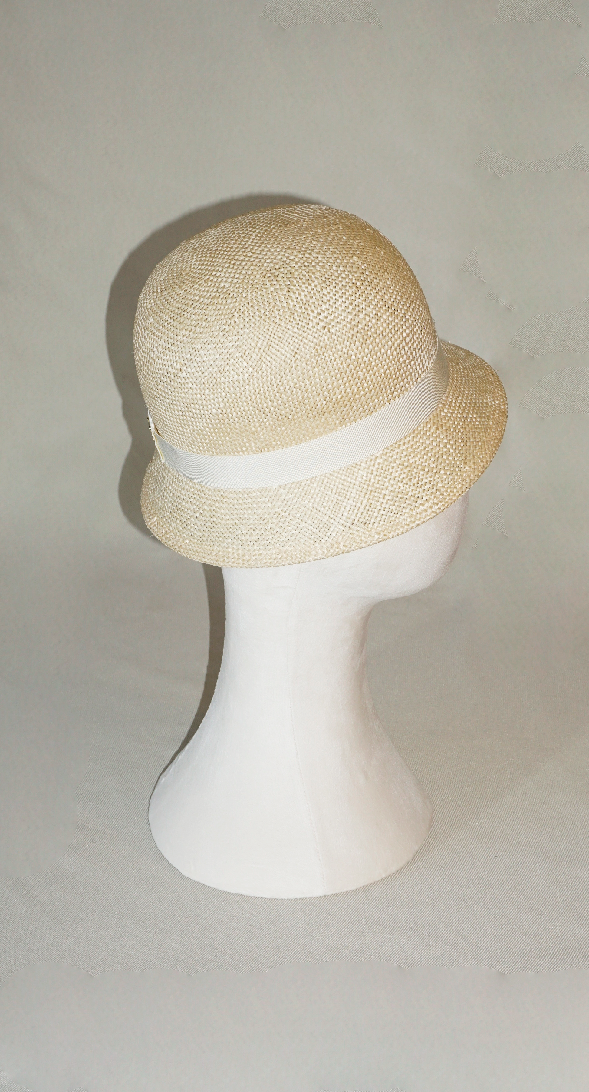Selene Cloche Hat in Champagne Italian Straw with Gold Lyre by Anna Xaniotaki
